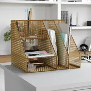 Martha Stewart Ryder Steel Mesh Desktop Organizer with File Holder and Pen Storage